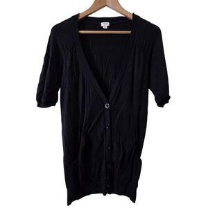 Wilfred Aritzia Black Button Down Short‎ Sleeve Cardigan Small